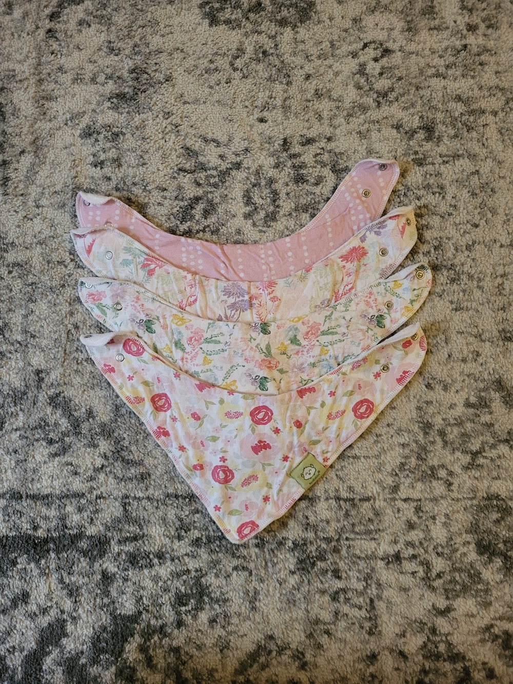 Pink Floral Bandana Bibs for Babies - Soft Absorbent 4-Pack